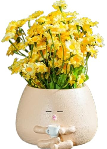 Fioriera cilindrica in resina per caffè, piccolo e divertente vaso da fiori con foro di drenaggio, ornamento creativo da scrivania per piante da interno, ufficio e casa
