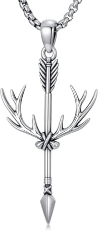 PDTJMTG Pfeilspitzen Halskette 925 Sterling Silber kette schütze Geweih Bogenschießschmuck für Herren Damen