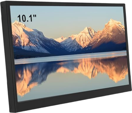 Lazmin112 Pantalla Secundaria para Ordenador 10,1 Pulgadas, Resolución 1024 x 600, Ángulo De Visión 170°, Altavoces Duales, 300Cd/m², Relación Contraste 800:1, Velocidad De Internet