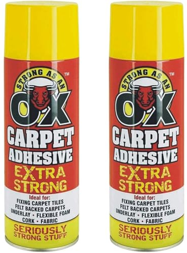 Rapide Carpet Glue Adhesive Spray Pack 2 (500ml Each) - Multipurpose Contact Spray Glue Adhesive for Carpet, Fabric, Tiles, and Foam Cork