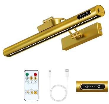 OUTON Lampada per quadri ricaricabile con telecomando e tocco, luce artistica magnetica a batteria, dimmerabile a 3 colori, 4000 mAh, timer, indicatore di alimentazione, wireless per dipinti murali