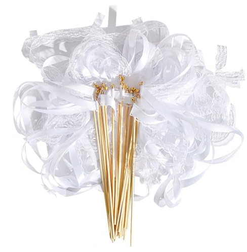 35 Stück Wedding Wands, Wands Hochzeit Mit Glocke, Seidenfeenstab | Zauberstäbe Hochzeit Luftschlangen Deko für Hochzeiten Geburtstage Partys Feiertagsfeiern Verwendet (Weiß)