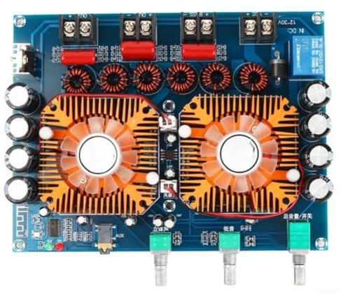 2,1-kanals trådlöst ljudkort med TDA7498E Digital IC 160 W x 2 + 220 W utgång DC 12–32 V ingång ABS-hölje — för hemmaljud och subwoofer-system