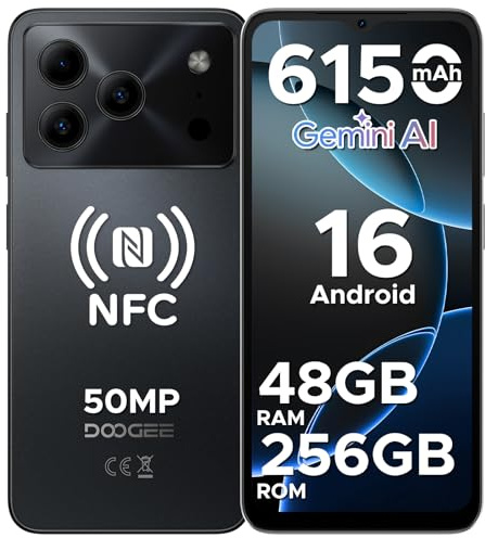 DOOGEESmart Note 56 Plus Mobile Phones, Android 16 Smartphone, 48GB + 256GB/2TB, 6150mAh & 6.56 HD+ 90Hz Display, 50MP Camera, 4G Dual Sim Free Unlocked Phones, Face ID/Fingerprint/NFC/OTG