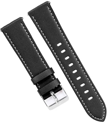 yingyingjia Läderarmband 20mm 22mm Snabbkoppling Klockarmband Mjukt Armband Universal Ersättningsarmband Klocktillbehör(Black,20mm)