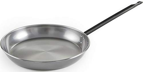 Garcima Heavy Duty en acier poli peu profond Poêle avec une poignée, Argent, Lot de 12, Acier brossé, Silver, 32 cm