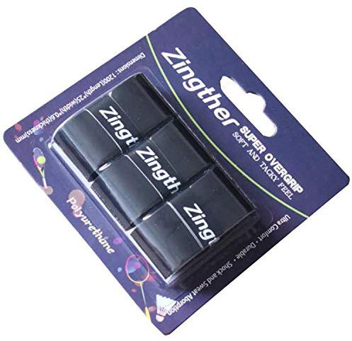 Zingther Professional Super Tacky Tennis Racket Grip Tape Also for Badminton Racquet/Racquetball/Squash Raquet Overgrips,Overwrap for Baseball Bat and Pickleball Paddle (3 Grips,Black)