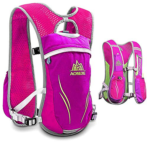HIANTAA LigeroI Running Mochila Hidratación, 5.5L Chaleco Hidratacion, para Outdoors Mochilas Trail Marathoner Running Race, Reflectante Impermeable y Transpirable Multifuncional (Rosa)