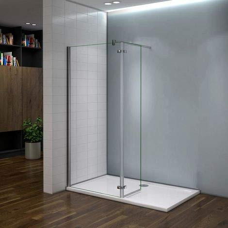 AICAit Parete Doccia Walk In 90x200cm, Barra Stabilizzatrice 90cm