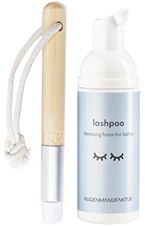 Augenmanufaktur Wimpernshampoo 50 ml Set mit Pinsel für Wimpernverlängerung - Augen Make-Up Entferner