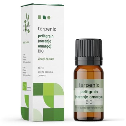 TERPENIC - Aceite Esencial de Petitgrain, Naranjo Amargo (Citrus aurantium var. amara) - BIO - 10 ml - Uso Oral – Calma y frescor natural