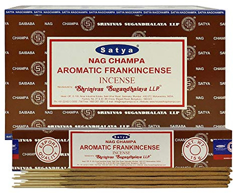 Satya 01344 Aromatic Frankincense Incense Sticks, 12 Packs x 15g, us:one Size