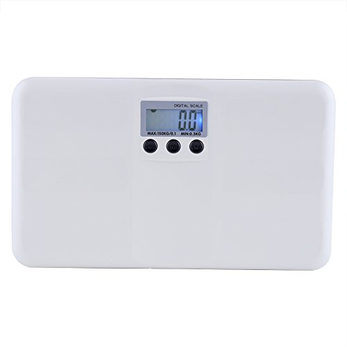 Elektronische Waage, LCD Digitale Waage, 0, 3kg bis 150kg Küchenwaage, Haushaltswaage, Ein/Tara-Funktion und Speicherfunktion, für Haustier, Baby, Haushalt