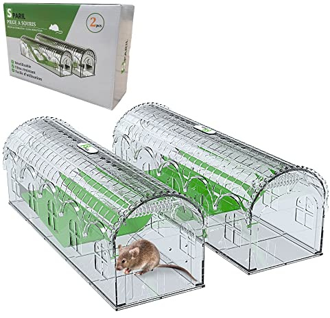 Trappola per Topi E Ratti Trasparente E Umana.Potente, Efficace E Riutilizzabile [Ebook Gratis].Gabbia Anti Roditori per Catturare Topi E Parassiti in Casa O in Giardino. Set di 2PCS.Interno e Esterno