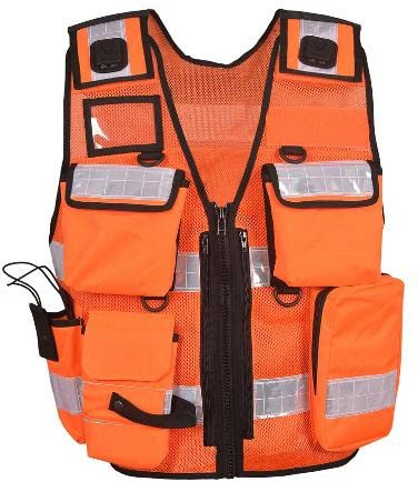 By Johanna Sicherheitsweststen Schutzweste Wachschutz Westen Werkschutzweste Multifunktionsweste Kennzeichnungsweste Securityweste Einsatzweste Reflektierend 212 Orange+ 2 Patch Security