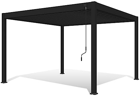 Pavillon Pergola 3,6x4m Terassenüberdachung freistehend mit Lamellendach verstellbar Gartenpavillon Hardtop wasserdicht stabil winterfest Voll-Aluminium Grillpavillon wetterfest Weide Deluxe Anthrazit