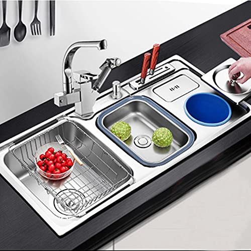 évier Cuisine Blanc 2 Bacs, évier De Cuisine à Poser Evier Professionnel Inox 2 Bacs évier Inox Anti Rayures Avec Siphon Automatique Et Trop Plein Distributeur De Savon Gratuit Robinet Rabattable