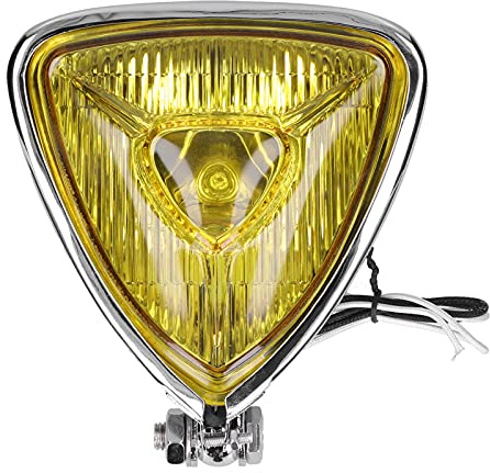 Para modelo vintage Atv retro motocicleta faro triangular lámpara delantera amarilla lente 12 V 55 W M10 hilo retro motocicleta faro triangular
