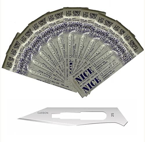 10 x NICE No.25 Sterile Carbon Steel CS25 Surgical Blades