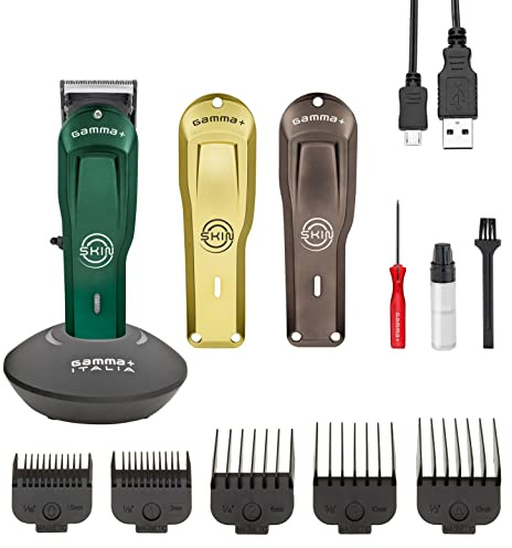 GAMMAPIU' SKIN Tondeuse Cheveux Hommes Professionnel, Bulk Balding Clipper, Super Trimmer, Moteur Rotatif, 2 Heures d'autonomie sans fil, Lame 45mm Réglable 0 Gap, 5 Peignes, 3 Coques, Kit Nettoyage