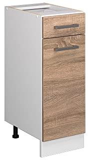 Vicco Küchenunterschrank R-Line, Sonoma, 30 cm | 1 Schublade · Ohne Arbeitsplatte · Höhenverstellbare Füße · 1 Tür · ✓ Frei kombinierbar