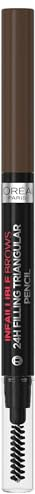 L'Oréal Paris Augenbrauenstift mit herausdrehbarer Dreiecksspitze für definierte und natürliche Augenbrauen, Infaillible Brows 24h Brow Filling Triangular Pencil, Nr. 1.0 Ebony