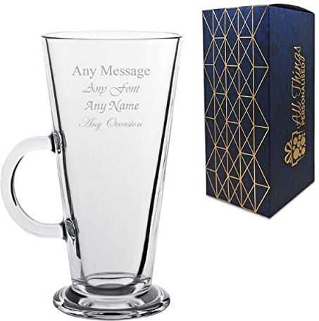 Personalised Engraved Columbia Latte 13oz/384ml Glass, Any Message for Any Occasion Such as Birthdays, Weddings, Christmas, Easter, Graduation, Engraved in The UK