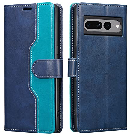 XIZYO für Google Pixel 7 Pro Leder Geldbörse Handyhülle, Verstellbarem Klappständer Handyhülle, mit Kartenhalter, Magnetischem Verschluss Schutzhülle, Blau Grün