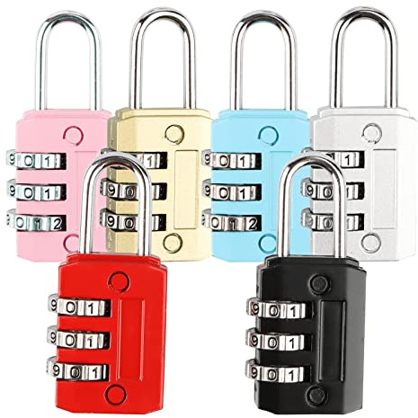 Lot de 6 Cadenas à Combinaison, Cadenas Code de 3 Chiffres pour Casier, Salle de Sport, école, Voyage Bagage, Tiroir