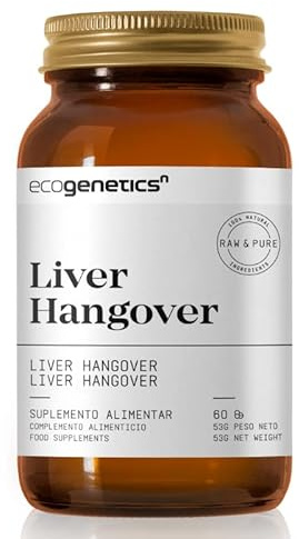 ECOGENETICS - Liver Hangover 60 Cápsulas| Suplemento Stop Resaca | Complejo Vitamina B Completo | Detox Hígado 100% Natural | Multivitaminas Anti Resaca para Más Energía e Hidratación | Sin Gluten