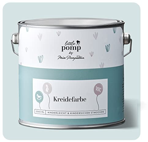 MissPompadour Wandfarbe Kinderzimmer Blau & Gelassen 2,5L mit hoher Deckkraft - geruchsneutrale, spritzfreie Kreidefarbe - atmungsaktiv, wasserbasiert, VOC-frei - LittlePomp