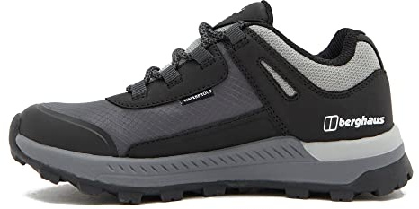 Berghaus Kids’ Galactic Low Walking Shoe with High Traction Sole, Waterproof, Breathable, Lightweight (Grey, UK Footwear Size System, Big Kid, Numeric, Medium, 4)
