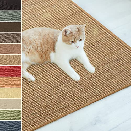 Floordirekt | Tapis Griffoir | Tapis à Chat en Sisal Naturel | 67 x 140 | Grattoir Anti-dérapant | Ideal pour Protèger Vos Meubles, Les Canapés et Le Sol | Liège