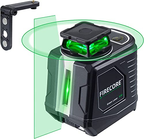 Firecore Laser Level, 360° Self-Leveling Line Laser with Horizontal & Vertical Lines, Cross Line Laser for Picture Hanging, Green Laser with Magnetic Holder, incl 4 × AA Batteries＆Carrying Case - G30