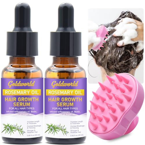 Rosemary Oil for Hair Growth,Diluted Rosemary Oil with Sclap Massager&Ebook,Hair Growth Oil Serum with Castor Oil Biotin Argan for Dry Damaged Hair,Hair Ingrown Loss Treatments for Women Men
