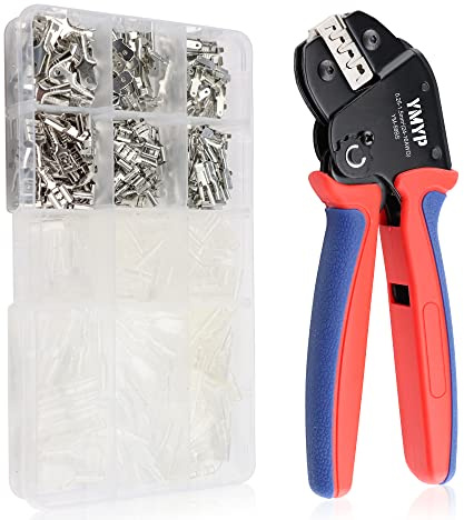 YMYP Crimpzange Stecker Set inkl 330 Teile männlichen weiblichen 2,8 mm 4,8 mm 6,3 mm Spaten-Set - (0,25-1,5mm²) Crimpzange für AMP-TE 2,8/4,0/4,8/6,3 JST-SM2,54/XH2,54/VH3,96 & Molex