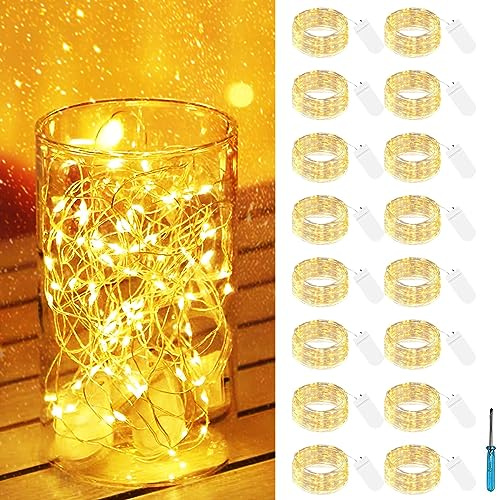 btfarm Fairy String Lights Battery Operated, 2M 20 LED | Waterproof Silver Wire Small Lights Battery Powered, Mini Christmas Light Indoor Outdoor Decor for Jars Bedroom Party