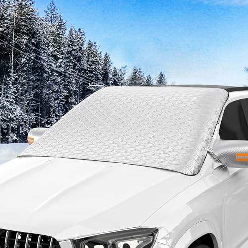 Mokani Windscreen Covers Frost, Car Windscreen Cover for Winter, Magnetic Car Windshield Cover, Snow Ice Frost Sun Dust Water Protective Front Window Cover for Cars SUVs (147x110cm)