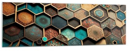 Panorama Bilder auf Glas 160x50cm Glasbild Würfel Mosaik Muster Groß XXL Wanddeko Bild im Glas Schlafzimmer Küche Wandbilder Dekoration Wohnzimmer Modern Wall Decor Wand Kunstdruck Art GAB160x50-5849