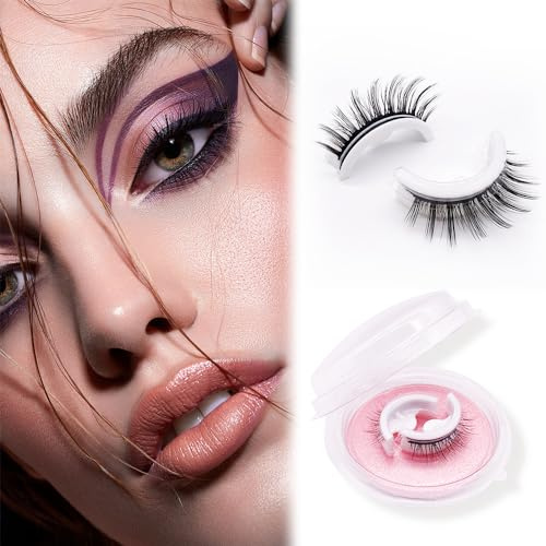 Wiederverwendbare Selbstklebende Wimpern, Künstliche Falsche Wimpern, Wimpern Selbstklebend, Künstliche Wimpern, die Weder Kleber noch Eyeliner Benötigen (3DF036, 1 Paar)
