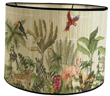 rockible Trommel-Lampenschirm, Bambus-Lampenschirme, E27-Schlafzimmer, japanischer Lampenschirm, Ersatz-Lampenabdeckung für Stehlampen, Hängetischlampen, VÖGEL