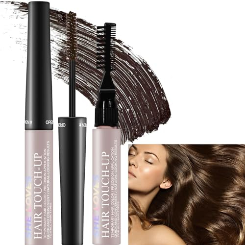 Hair Mascara Root Cover Up Semi Permanent Hair Dye Temporary Brush Colour Waterproof Long Lasting Grey Hair Coverage Beard Colouring Hair Dye For Women Mascara Root Coverage-Type 3 Brush(Deep Brown01)