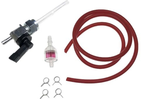 Benzinhahn Benzinfilter Benzinschlauch Rot Set passend für Simson S50 S51 S70 S83 – Komplettes Kraftstoffsystem-Set