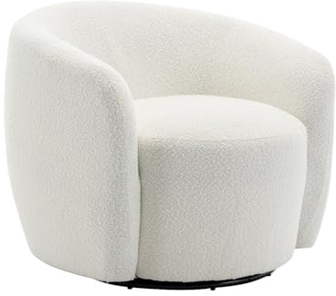 Vente-unique-Sillón Giratorio de bouclé Blanco VEREIDE