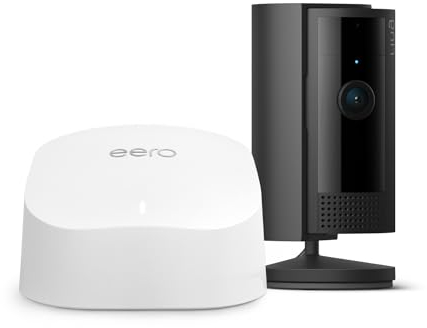 Ring Innenkamera (Indoor Camera 2. Gen.) + eero 6 Mesh-WLAN-Router | Mini Überwachungskamera für den Innenbereich mit 1080p-HD-Video, Privatsphäre-Sichtschutz, WLAN, ideal für Haustiere