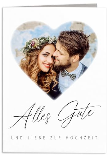 Hochzeitskarte personalisiert mit Foto als Geldgeschenk Klappkarte | Personalisiert, hochwertiger Karton, Geldgeschenk-Verpackung, für Brautpaar, inkl. Umschlag