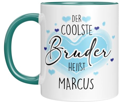 Tasse personalisiert mit Namen - Kaffeetasse mit Spruch - der coolste Bruder - Namenstasse - witzig - Geschenkidee - Familie - Geburtstagsgeschenk