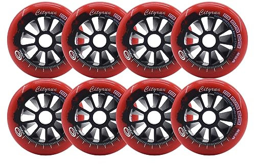 ANWEALTH Inline Skate Rollen Indoor/Outdoor Rollschuh Räder 90 mm, 100 mm, 110 mm, Inlineskate Rollen 85A (6er /8er Pack) Rennräder, Rollschuh Ersatzrad, Rot, 90 mm x 8