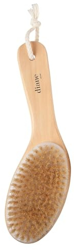Diane Curved Handle Exfoliate & Glow Dry Skin Brush, 100% Boar Bristle Brush for Body Scrubbing, Lymphatic Massage, Drainage, and Gentle Exfoliation for Radiant Skin, Dry Body Brush for Cellulite