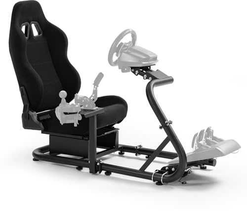 Dardoo Racing Simulator Cockpit mit verstellbarem Sitz passend für Logitech G923 G29,for Thrustmaster,for Fanatec Fahrsimulator Cockpit Stahlrahmen Racing Simulator Setup ohne Rad,Pedal und Handbremse